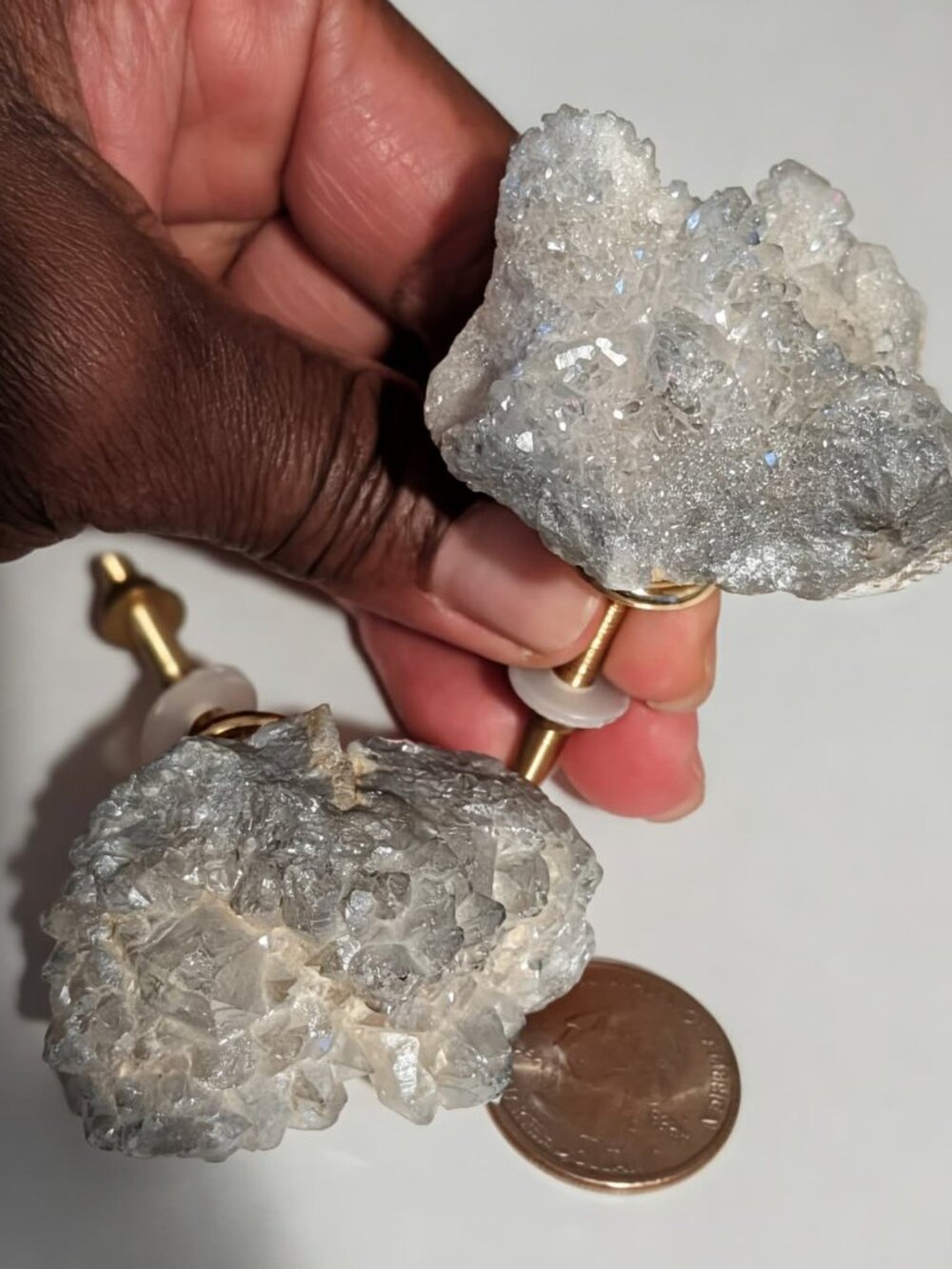 Natural Crystal Cluster Drawer Knobs / Cabinet Pulls – Set of 2